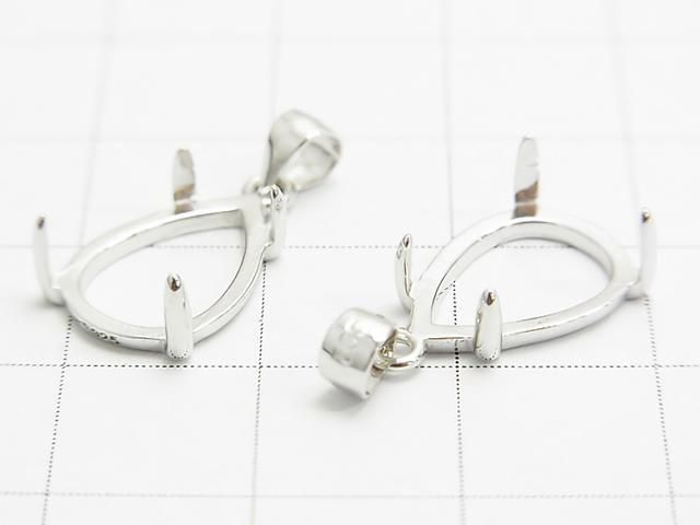 [Video] Silver925 Pendant Frame Pear shape 14x10mm Rhodium Plated 1pc