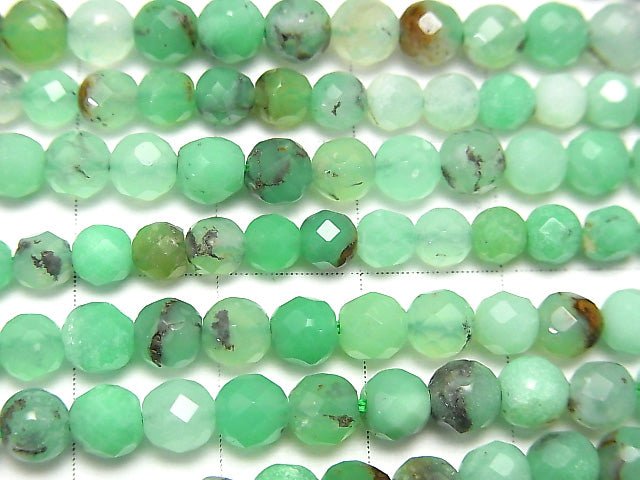 [Video] High Quality!  Base Rock included Chrysoprase AA+ Faceted Round 4mm  1strand beads (aprx.15inch/38cm)