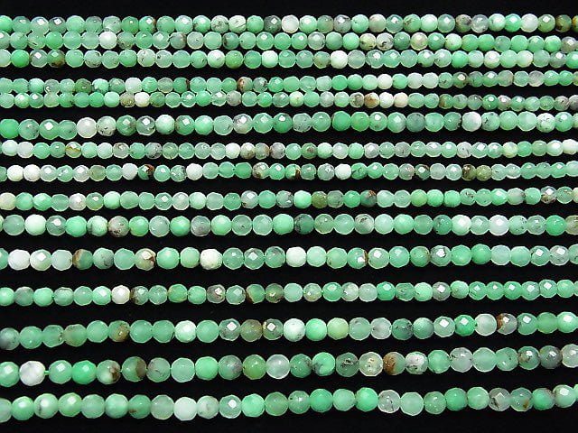 [Video] High Quality!  Base Rock included Chrysoprase AA+ Faceted Round 4mm  1strand beads (aprx.15inch/38cm)