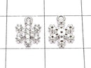 Metal parts Snow Crystal Charm w/CZ Silver color 2pcs