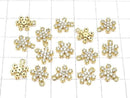 Metal parts Snow Crystal Charm w/CZ Gold color 2pcs