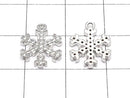 Metal Parts Snow Crystal Charm 15x11mm Silver Color (with CZ) 1pc