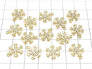 Metal Parts Snow Crystal Charm 14x11mm Gold Color (with CZ) 1pc