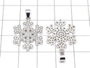 [Video] Metal Parts Snow Crystal Pendant w / CZ Silver Color [M] [L] 1 pc