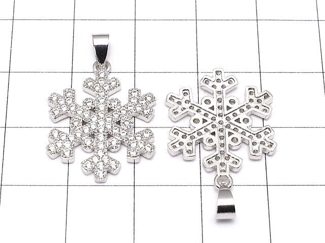 [Video] Metal Parts Snow Crystal Pendant w / CZ Silver Color [M] [L] 1 pc