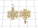 Metal Parts Snow Crystal Pendant w / CZ Gold Color [M] [L] 1 pc