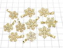 Metal Parts Snow Crystal Pendant w / CZ Gold Color [M] [L] 1 pc