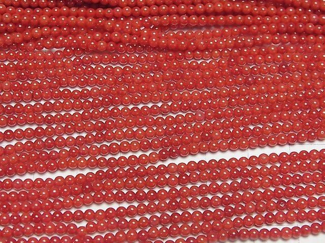 [Video] Red Coral (Dyed) Round 2mm 1-strand beads (approx. 15 inches/38 cm)