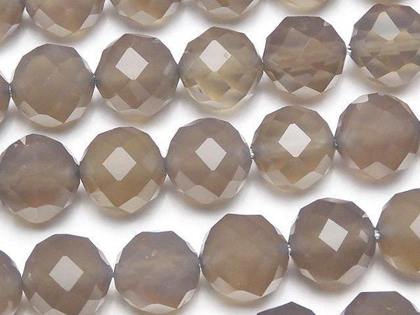 [Video] High Quality! Gray Onyx AAA 64 Faceted Round 10mm Half or 1 Strand Beads (approx. 15 inches/36 cm)