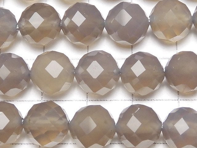 [Video] High Quality! Gray Onyx AAA 64 Faceted Round 10 mm half or 1 strand beads (aprx. 15 inch / 38 cm)