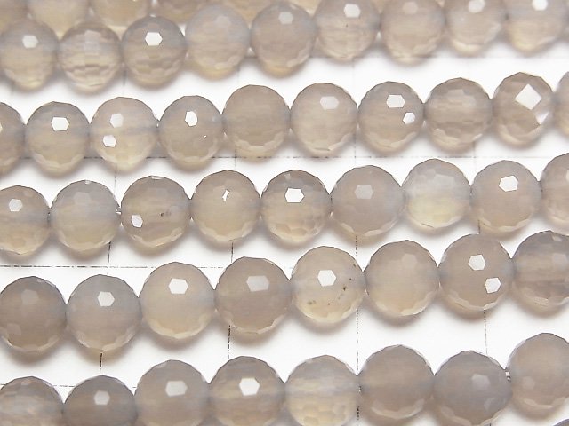 [Video] High Quality! Gray Onyx AAA 128 Faceted Round 6 mm 1strand beads (aprx.15 inch / 38 cm)
