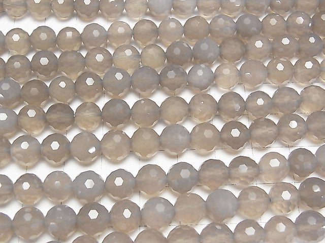 [Video]High Quality! Gray Onyx AAA 128Faceted Round 8mm half or 1strand beads (aprx.15inch/37cm)