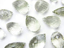 Drop, Faceted Briolette, Green Amethyst Gemstone Beads