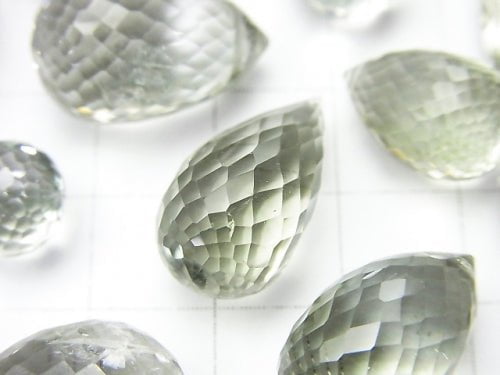 High Quality Green Amethyst AAA - Drop Faceted Briolette 3pcs $27.99