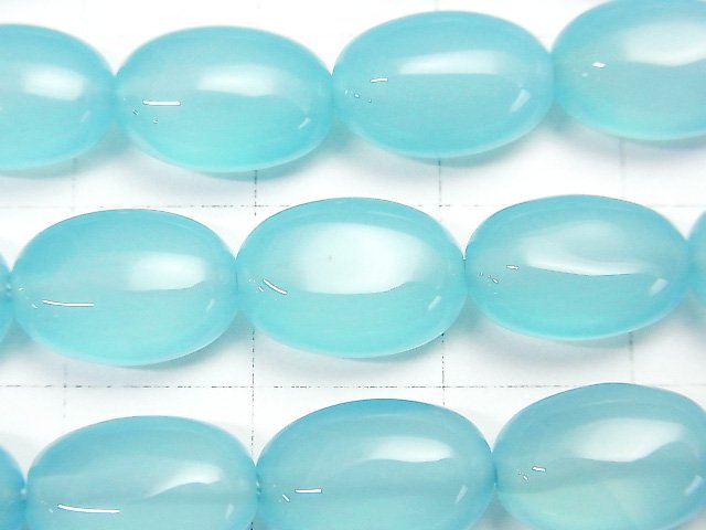 Sea blue Chalcedony AAA Oval 12 x 8 x 6 mm 1/4 or 1strand beads (aprx.15 inch / 38 cm)