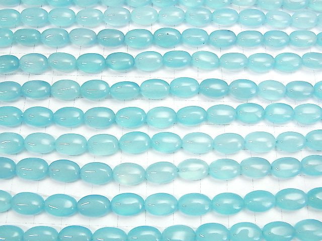 Sea blue Chalcedony AAA Oval 12 x 8 x 6 mm 1/4 or 1strand beads (aprx.15 inch / 38 cm)