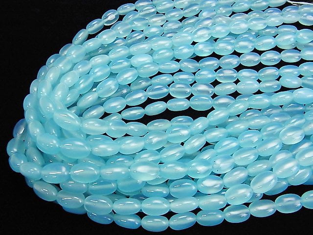 Sea blue Chalcedony AAA Oval 12 x 8 x 6 mm 1/4 or 1strand beads (aprx.15 inch / 38 cm)