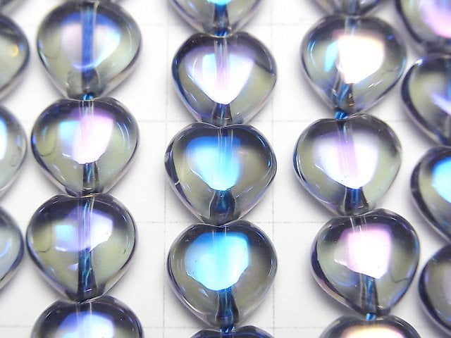 [Video] Blue Flash Crystal Vertical Hole Heart 10 x 10 x 5 mm half or 1 strand beads (aprx.15 inch / 36 cm)