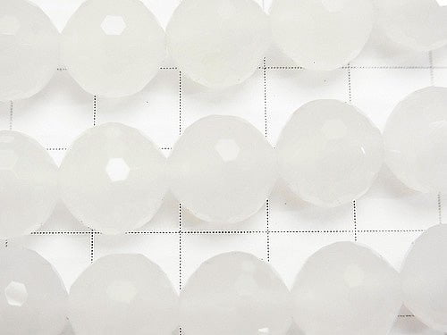 High Quality! White Chalcedony 128 Faceted Round 12 mm half or 1 strand beads (aprx.15 inch / 36 cm)