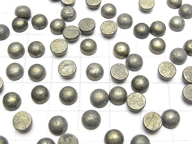 Pyrite  Round  Cabochon 6x6mm 5pcs