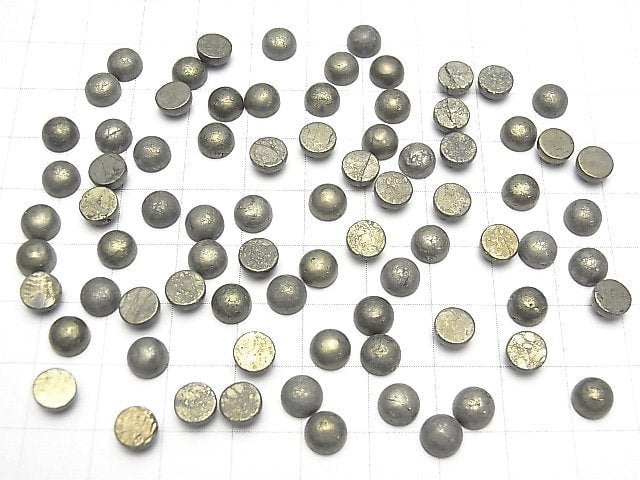 Pyrite  Round  Cabochon 6x6mm 5pcs