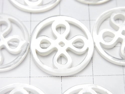 High Quality White Shell Coin Watermark Motif 20 x 20 x 2 mm half or 1 strand (apr x 14 inch / 35 cm)