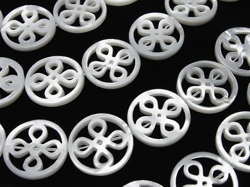 High Quality White Shell Coin Watermark Motif 20 x 20 x 2 mm half or 1 strand (apr x 14 inch / 35 cm)