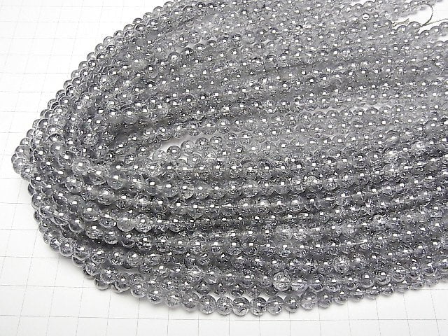 [Video]Cracked Silver Flash Crystal Round 6mm 1strand beads (aprx.15inch/37cm)