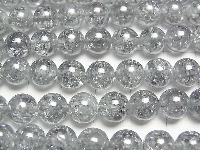 [Video] Cracked Silver Flash Crystal Round 8mm 1strand beads (aprx.15inch / 37cm)