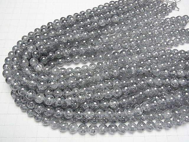 [Video] Cracked Silver Flash Crystal Round 8mm 1strand beads (aprx.15inch / 37cm)