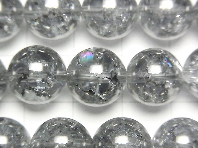 [Video]Cracked Silver Flash Crystal Round 12mm half or 1strand beads (aprx.15inch/36cm)