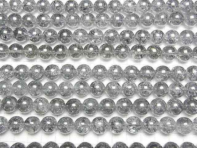 [Video]Cracked Silver Flash Crystal Round 12mm half or 1strand beads (aprx.15inch/36cm)