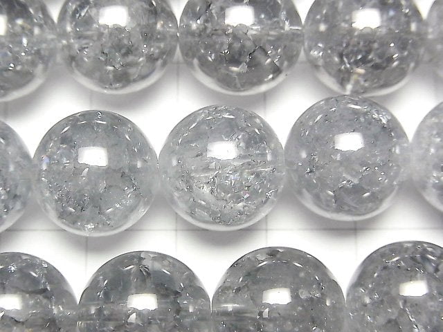 [Video]Cracked Silver Flash Crystal Round 14mm half or 1strand beads (aprx.15inch/36cm)