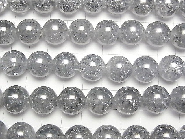 [Video]Cracked Silver Flash Crystal Round 14mm half or 1strand beads (aprx.15inch/36cm)