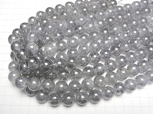 [Video]Cracked Silver Flash Crystal Round 14mm half or 1strand beads (aprx.15inch/36cm)