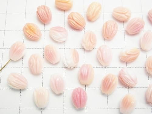 [Video] Queen Conch Shell AAA - Flower Bud 9x7x7mm [Half Drilled Hole] 5pcs