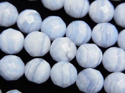 Blue Lace Agate, Faceted Round Gemstone Beads