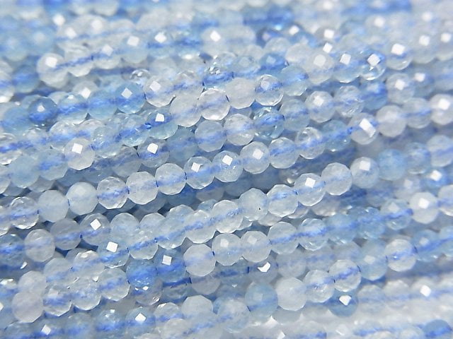 Aquamarine, Faceted Round Gemstone Beads