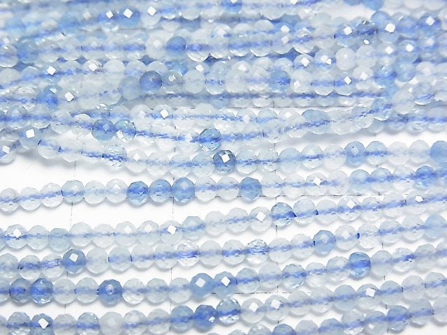 High Quality!  1strand $7.79! Aquamarine AA+ Faceted Round 2.5mm  1strand beads (aprx.15inch/38cm)