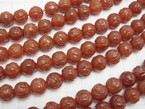 Red Agate AAA Round Rose Cut 10 mm half or 1 strand beads (aprx. 14 inch / 34 cm)