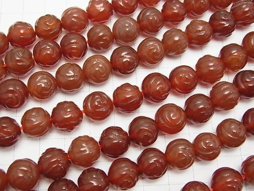 Red Agate AAA Round Rose Cut 12mm half or 1strand beads (aprx.14inch / 35cm)
