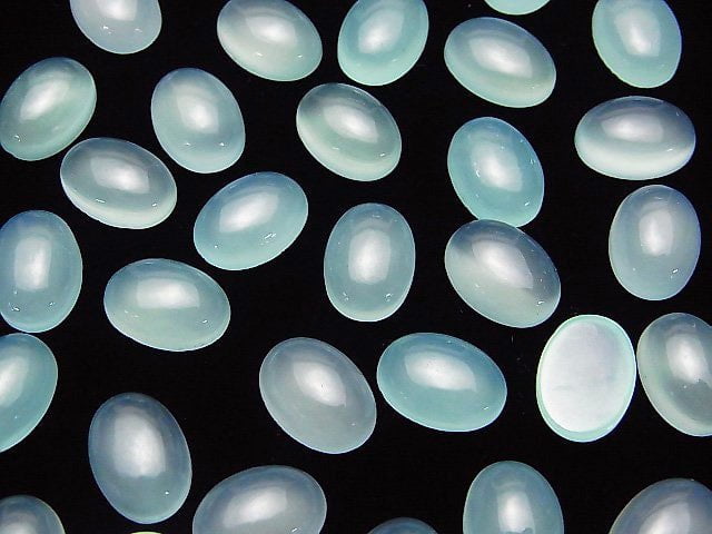 [Video] Sea Blue Chalcedony AAA Oval Cabochon 14x10mm 3pcs