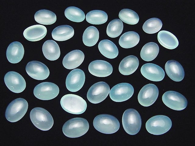 [Video] Sea Blue Chalcedony AAA Oval Cabochon 14x10mm 3pcs