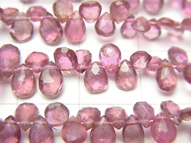 [Video] High Quality Pink Tourmaline AAA Pear shape Faceted Briolette half or 1strand beads (aprx.7inch / 18cm)