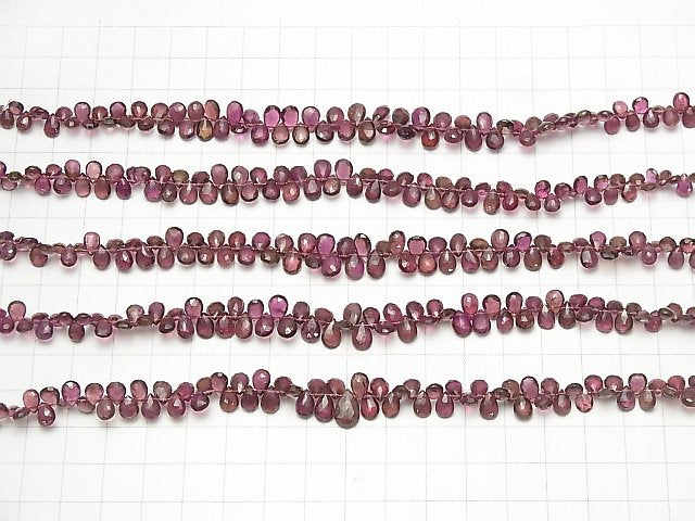 [Video]High Quality Pink Tourmaline AAA Pear shape Faceted Briolette half or 1strand beads (aprx.7inch / 17 cm)