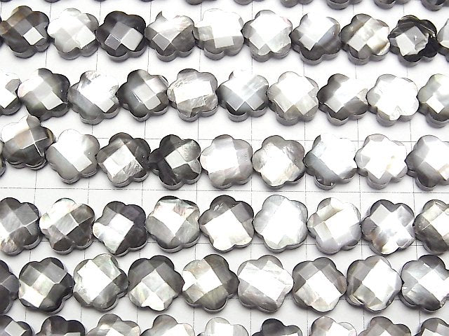 [Video] High Quality Black Shell Flower (Faceted ) 10x10x5mm half or 1strand beads (aprx.15inch/38cm)