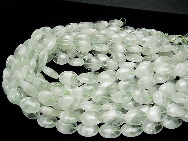 [Video] Green Fluorite Quartz Oval 18x13x7mm half or 1strand beads (aprx.15inch/36cm)