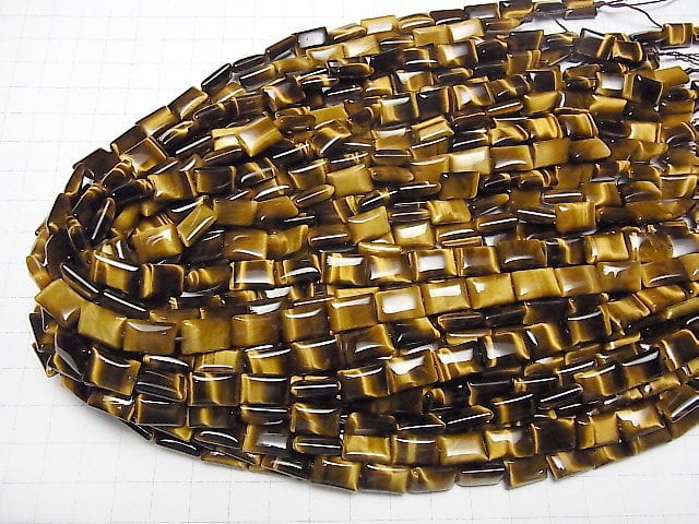 Yellow Tiger Eye AAA 'rectangle 12 x 8 x 4 mm half or 1 strand (aprx. 15 inch / 36 cm)
