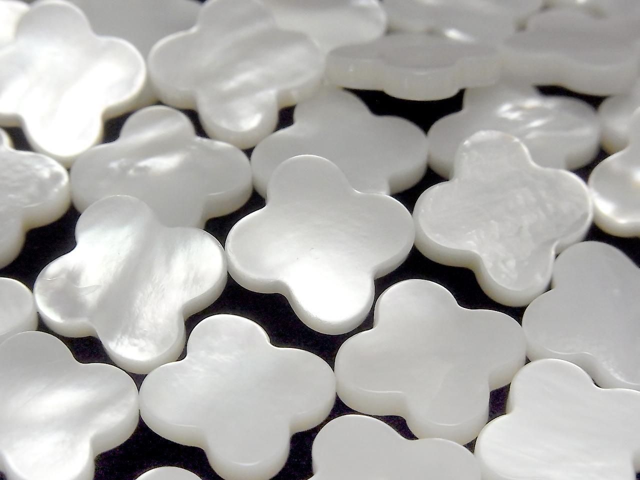 White Shell AAA Flower Motif Beads 15x15x3mm 1/4 or 1 strand (approx. 15 inch/37 cm)