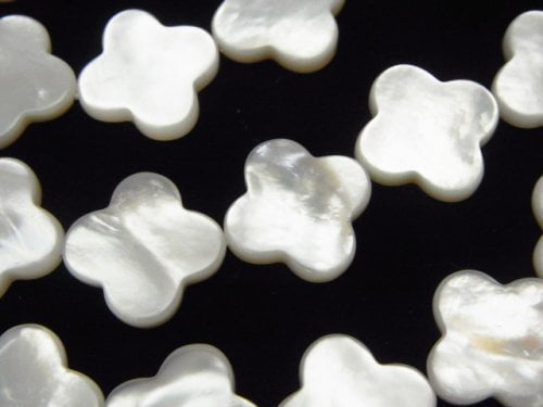 White Shell AAA Flower Motif 15x15x3mm 1/4 or 1strand beads (aprx.15inch/37cm)